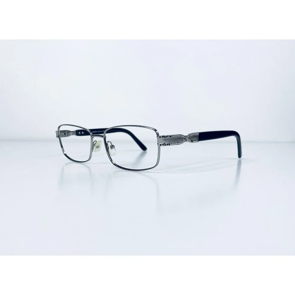 Versace Silver Rectangular Glasses Crystal Medusa Temples MOD 1099 52 18 135